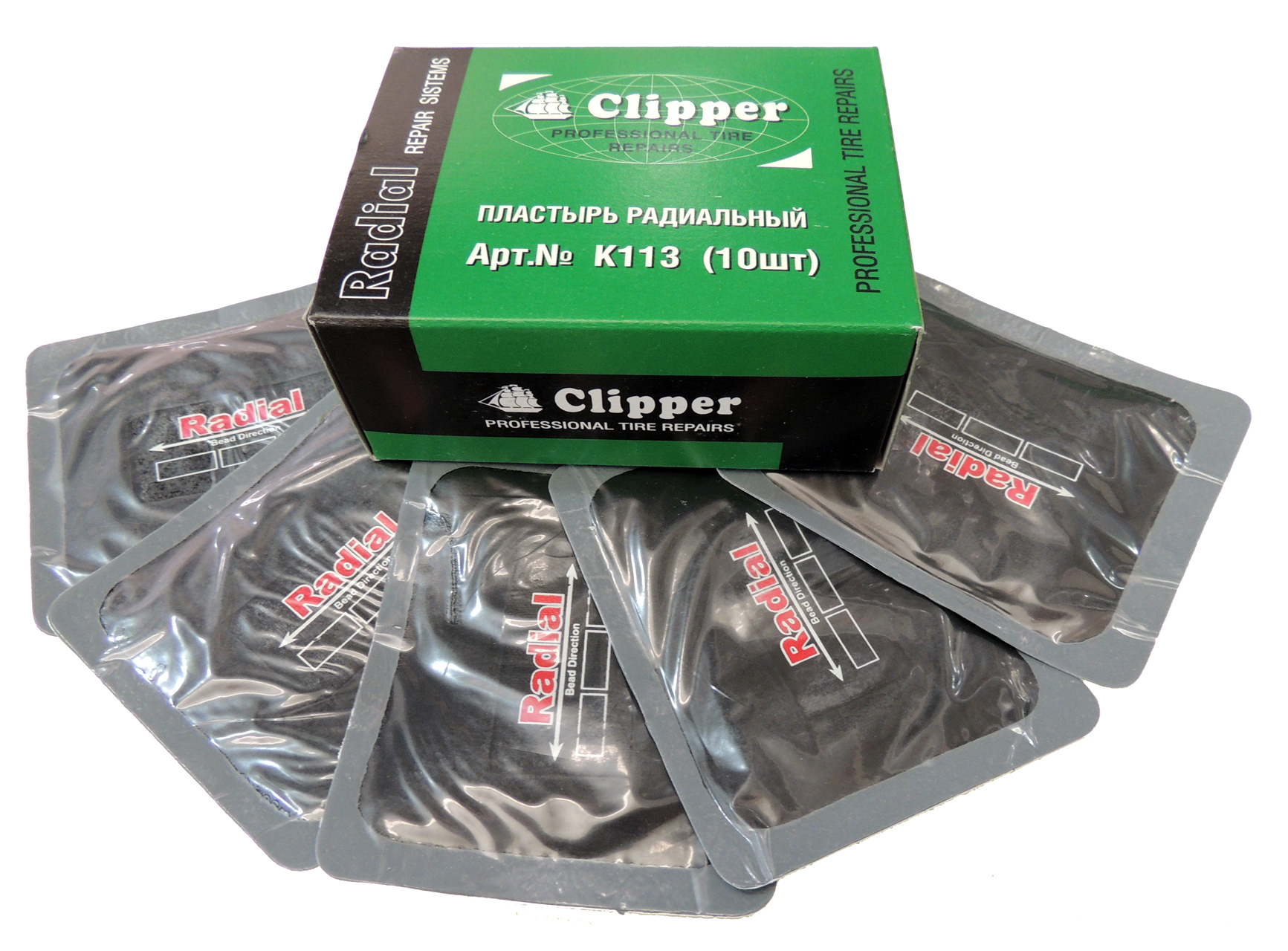 Заплаты радиальные 75*90 мм,1 слой корда, (набор 10 шт.) CLIPPER K113