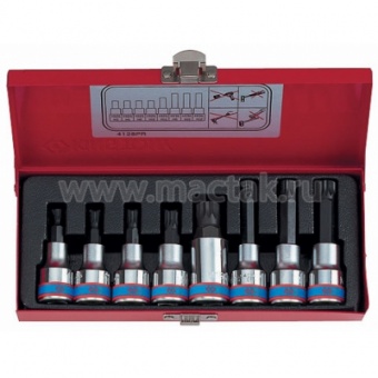 Набор торцевых насадок 1/2", SPLINE, M5-M16, L = 80 мм, 8 предметов KING TONY 4128PR