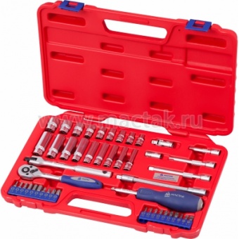 Набор торцевых головок с принадлежностями 1/4", 5-13 мм, 47 предметов МАСТАК 0-247C