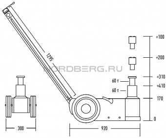 Домкрат подкатной пневмогидравлический, г/п 60 тонн Nordberg N601
