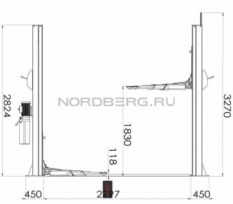Подъемник двухстоечный, г/п 5,5 тонн NORDBERG N4123-5.5T (380В)